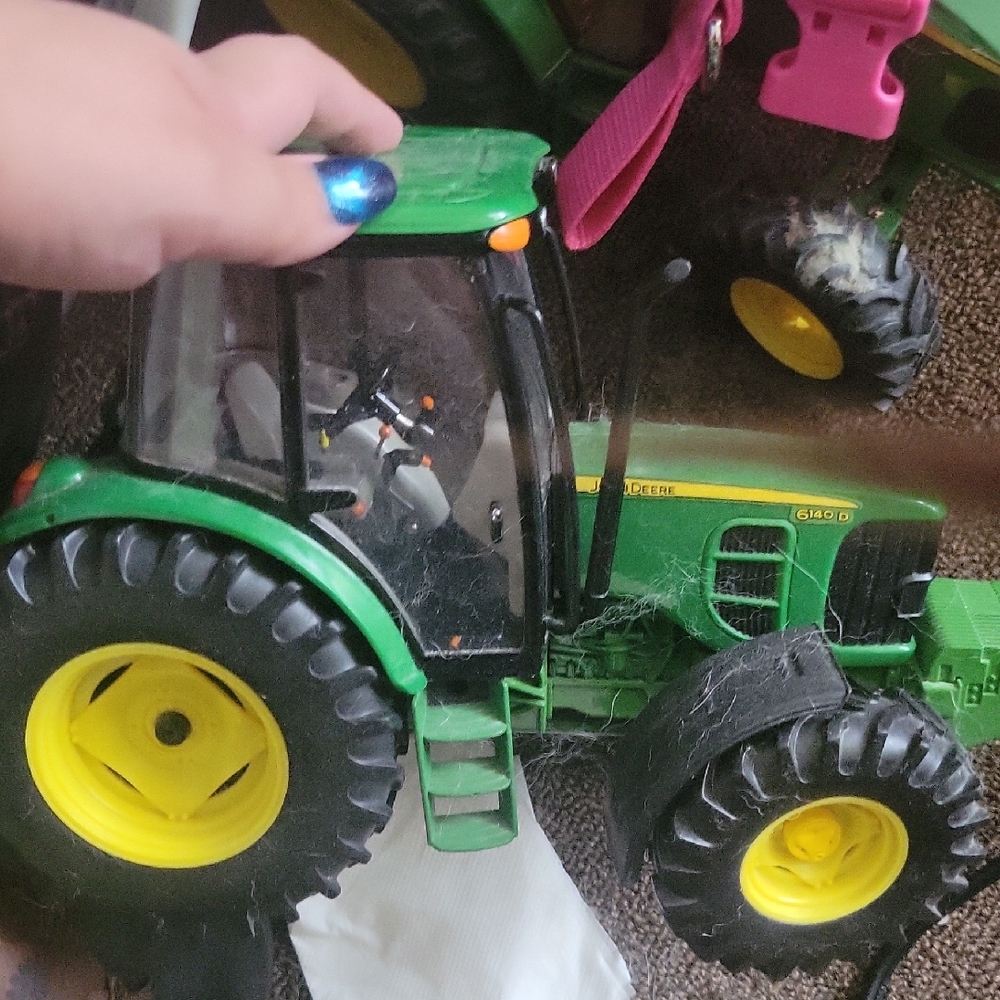 John Deere Green and Yellow Toy Tractor with Detailed Wheels